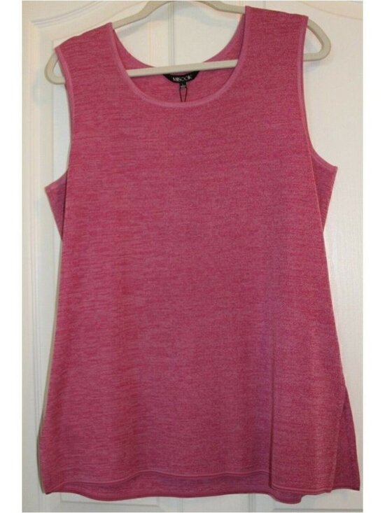 Tops - Knit Top Sleeveless Pink Wrinkle Free Tunic Side Slits